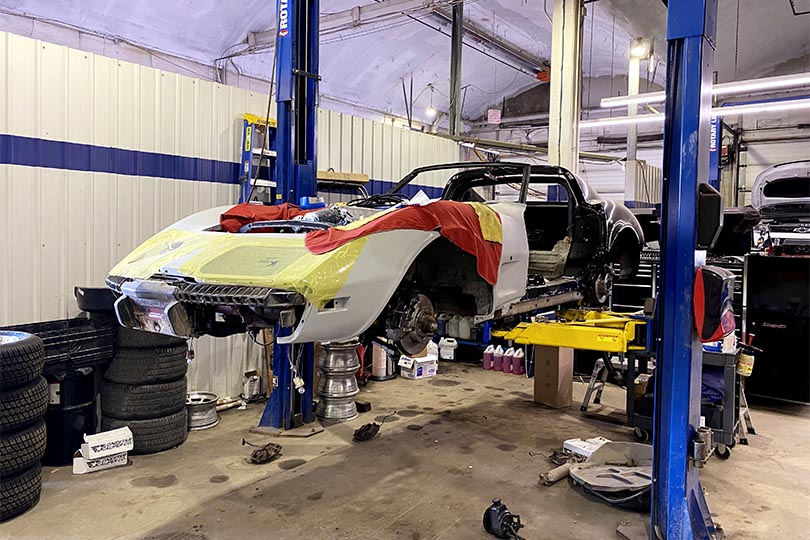 Corvette in the process of being restored